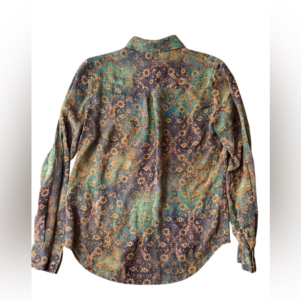Peruvian Connection Boho Paisley Button Down Blou… - image 3